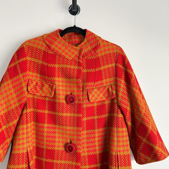 Dan Millstein Vintage 50s 60s Mod Plaid Swing Coat Womens S - Picture 2 of 14
